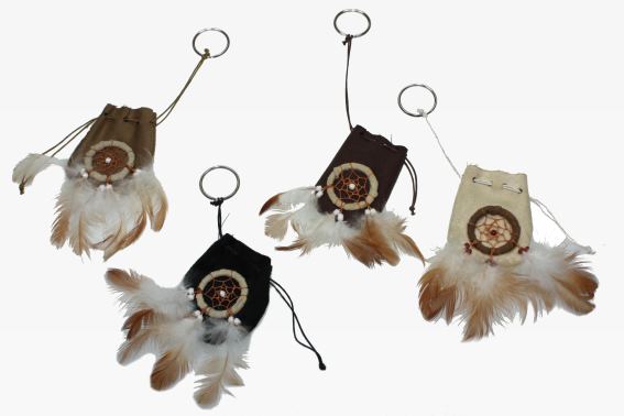 Keychain leather pouch dreamcatcher