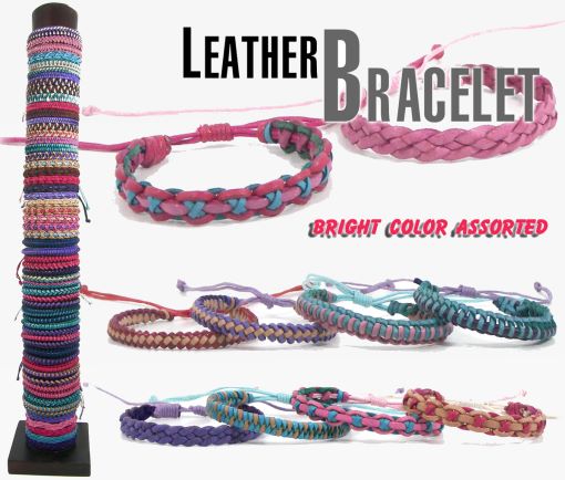 Leather bracelet mixed colors (96)