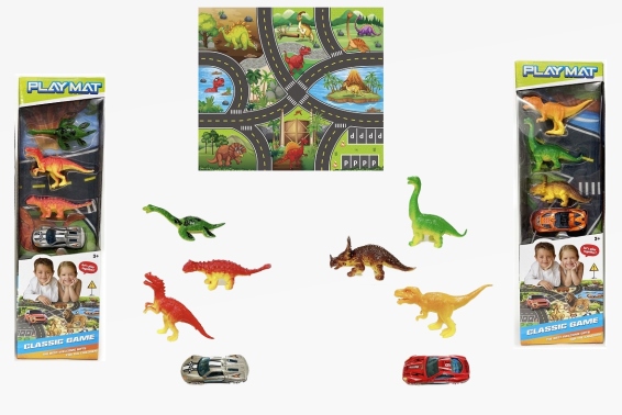 Spielmatte mit Dinosaurier und Auto