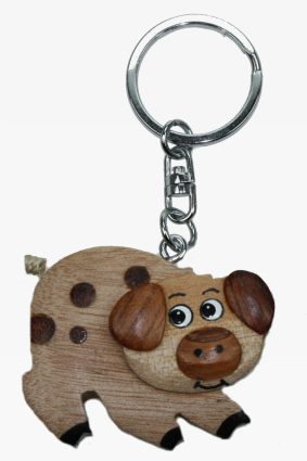 Wooden keychain pig (6)