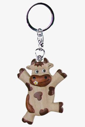 Wooden keychain funny cow (6)