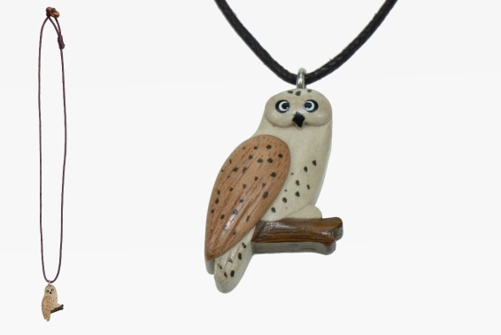 Necklace wooden snowy owl (12)