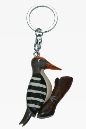 Wooden keychain great woodpecker