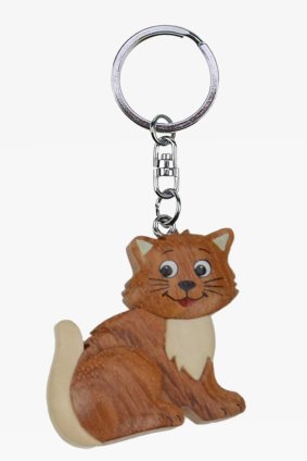 Wooden keychain kitten (6)