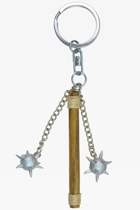 Wooden keychain spiked mace w.2 bullets (6)