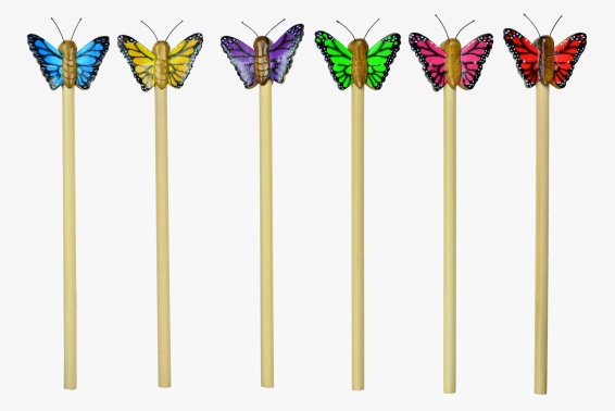 Wooden pencil butterfly 6 assorted (12)