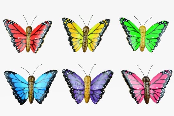 Wooden magnet butterfly 6 asst. (6)
