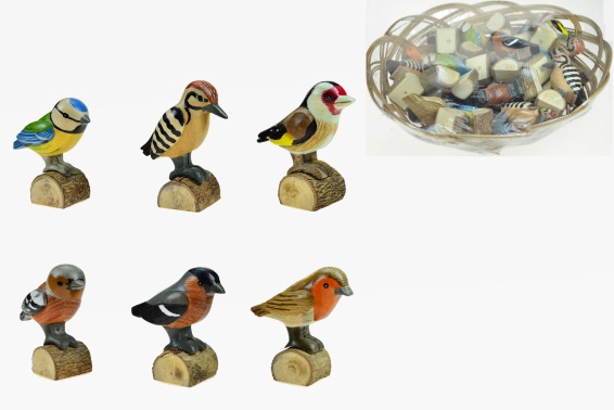 Wooden native bird figurine 6asst. (24)