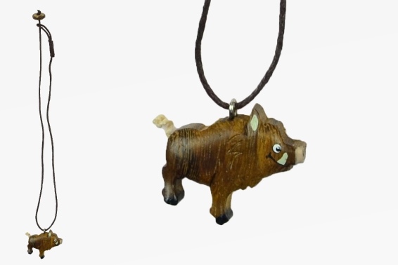Necklace wooden wild boar (12)