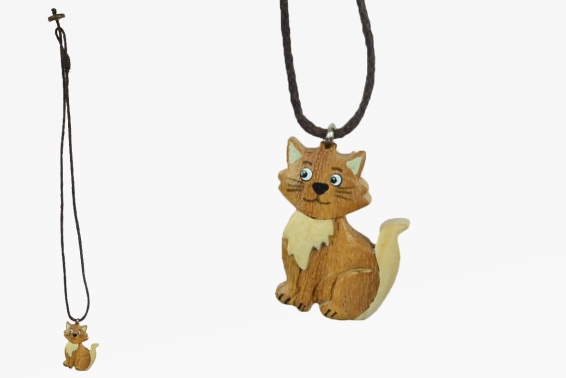 Necklace wooden cat (12)
