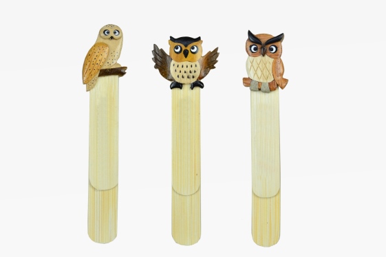 Wooden bookmark owl 3 assorted (12)