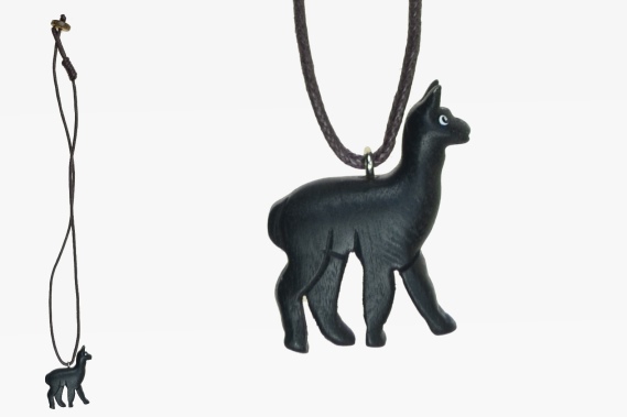 Necklace wooden alpaca black (12)