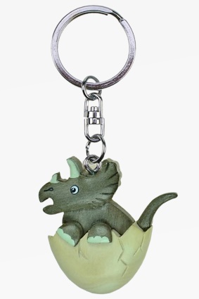 Wooden keychain triceratops in egg (6)