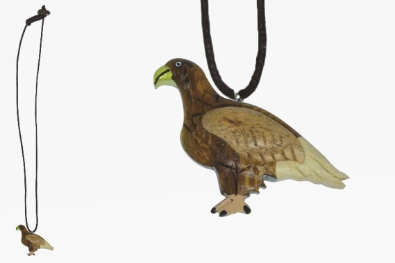 Necklace wooden white tailed eagle