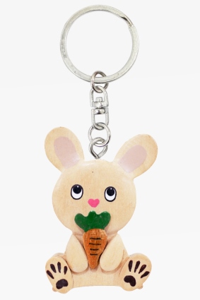 Wooden keychain white rabbit (6)