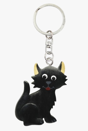 Wooden keychain black cat (6)