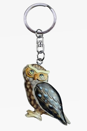 Wooden keychain little owl (6)