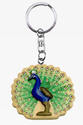 Wooden keychain peacock (6)