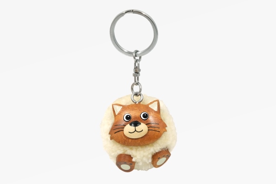Holz Anhänger Pompom Katze (6)