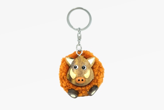 Holz Anhänger Pompom Wildschwein