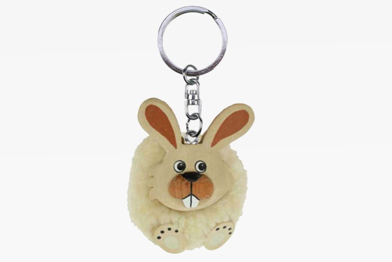 Holz Anhänger Pompom Hase weiß (6)