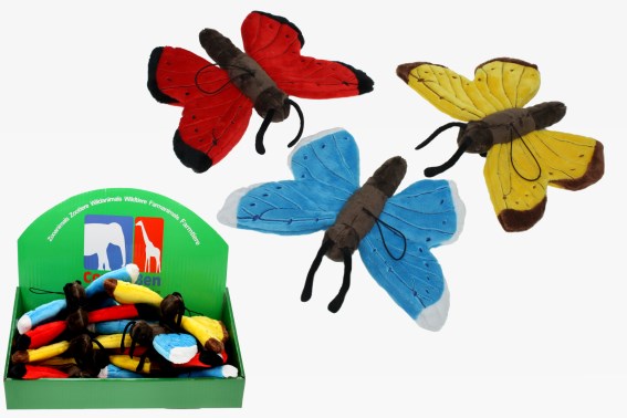 Plush butterfly with ribbon 3 assorted (6)