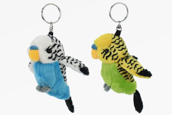 Plush pendant budgie 2 assorted (12)
