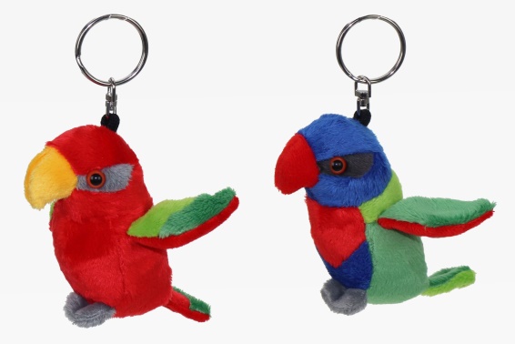 Plush pendant lory bird 2 assorted (12)