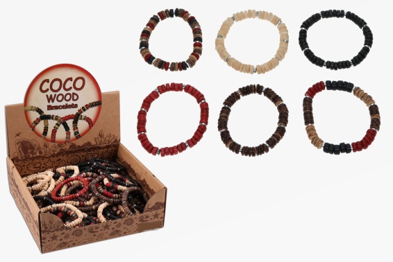 Bracelet coconut beads assorted (100)