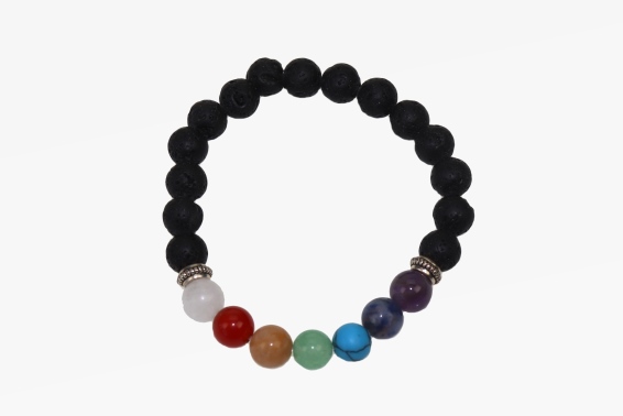 Armband mit Edel- und Lavasteinperlen