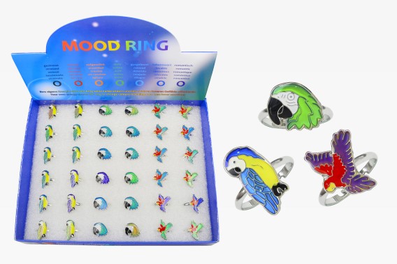 Mood rings parrots 36pcs set (1)