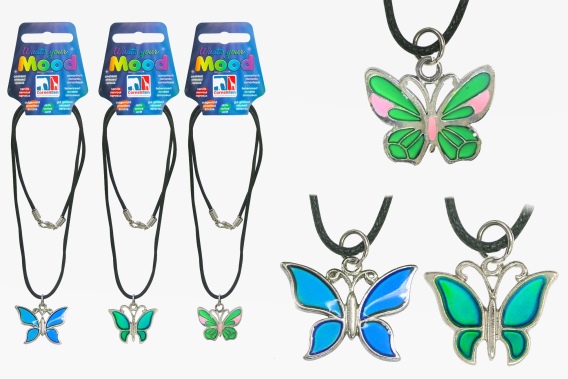 Mood necklace butterfly 3 asst. (36)