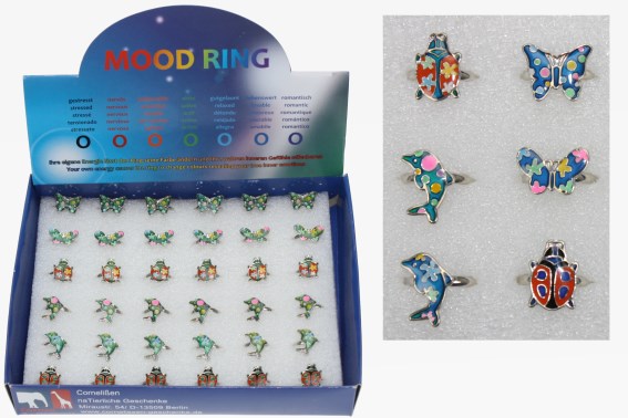 Mood rings colourful animals 36pcs set