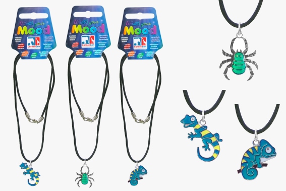 Mood necklace reptiles 3 assorted (36)