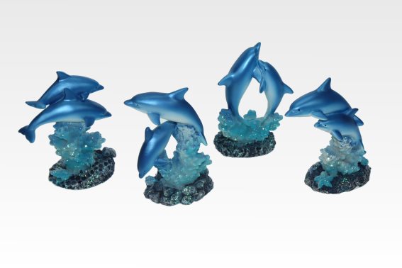 Poly 2 dolphins 4 assorted h 10 cm (4)