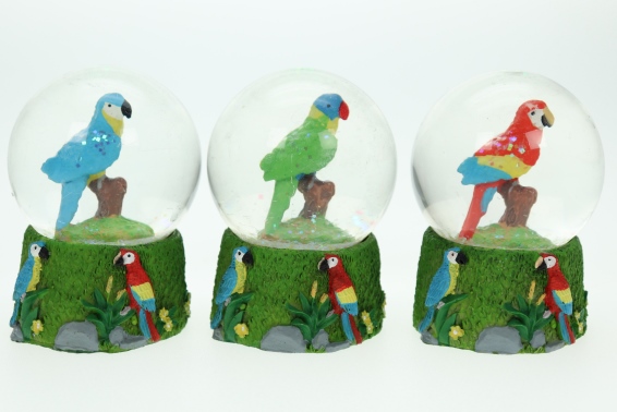 Glitter ball parrot 3 assorted h 9 cm (6)