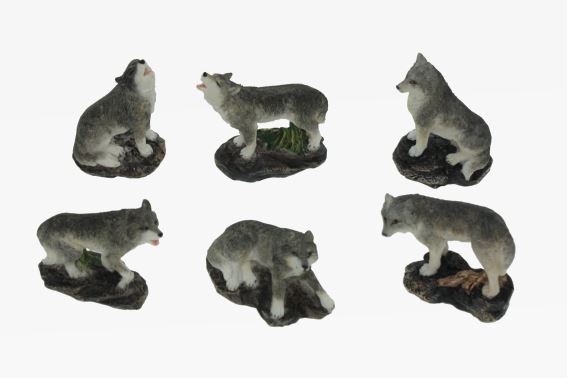 Poly wolf 6 assorted l 4 to 6 cm (6)