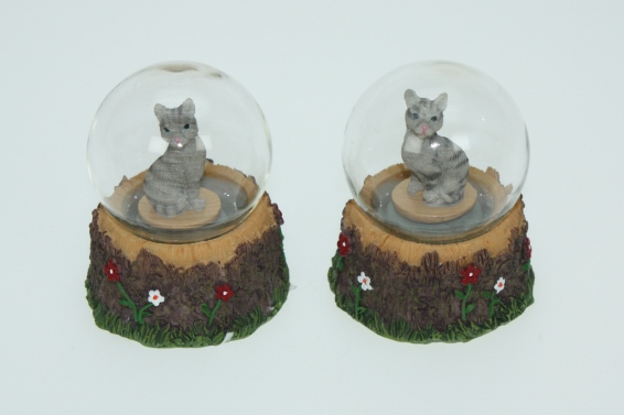 Glitzerkugel Katze 2fach H 6,5 cm (6) Glitzerkugel Katze 2fach H 6,5 cm (6)