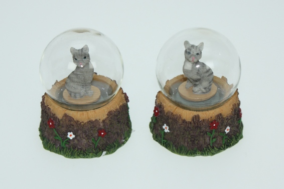 Glitzerkugel Katze 2fach H 6,5 cm (6)