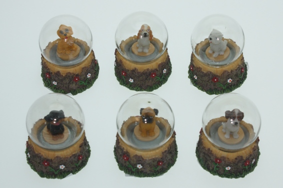 Glitzerkugel Hund 6fach H 6,5 cm (6) Glitzerkugel Hund 6fach H 6,5 cm (6)