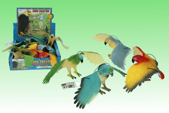 PVC parrot with ribbon 4 assorted (12)