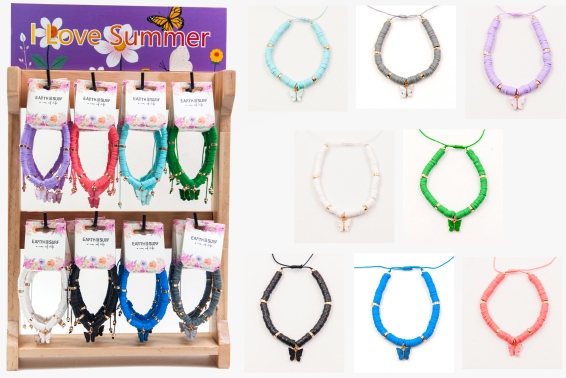 Fimo bracelet butterfly 8 assorted (48)