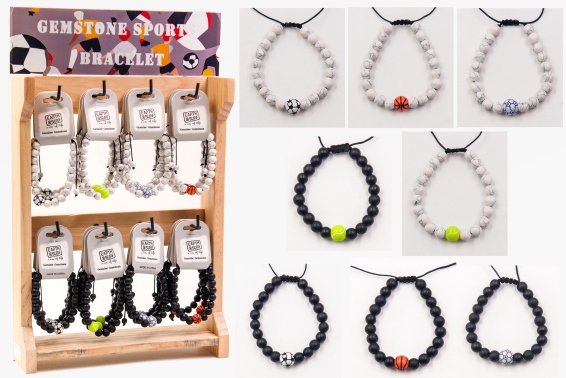 Bracelet with stone beads and sports ball
