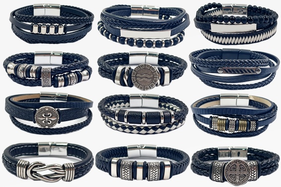 Vegan leather bracelet 12 assorted (48)