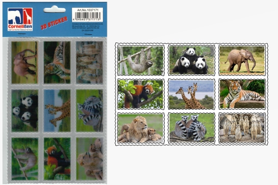 3D Sticker Zootiere 9er Set (25)