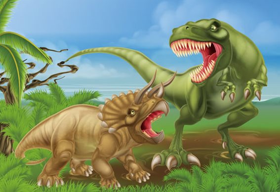 3D Postkarte kämpfende Dinos (25)