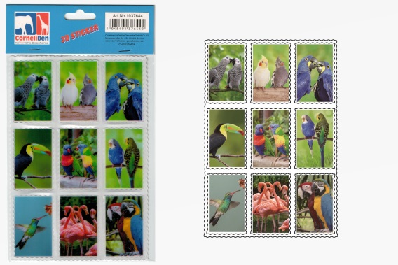 3D Sticker tropische Vögel 9er Set (25)