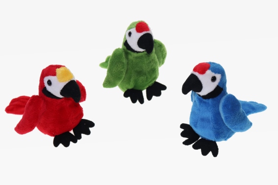 Plush parrot 3 assorted h 11 cm (12)