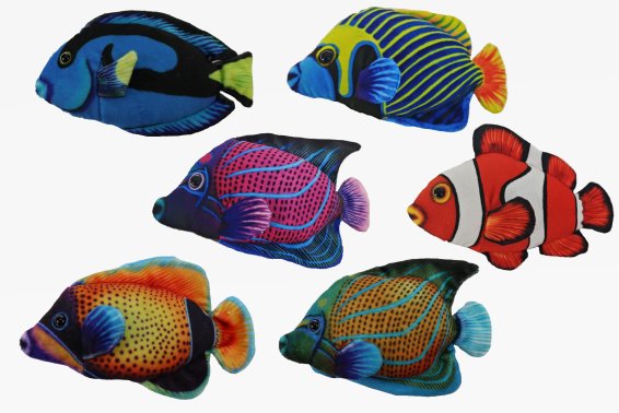 Plush tropical fishes 6 assorted (6)