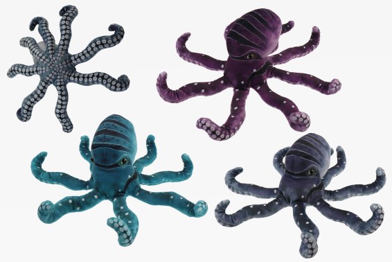 Plush octopus 3 assorted h 21 cm (6)